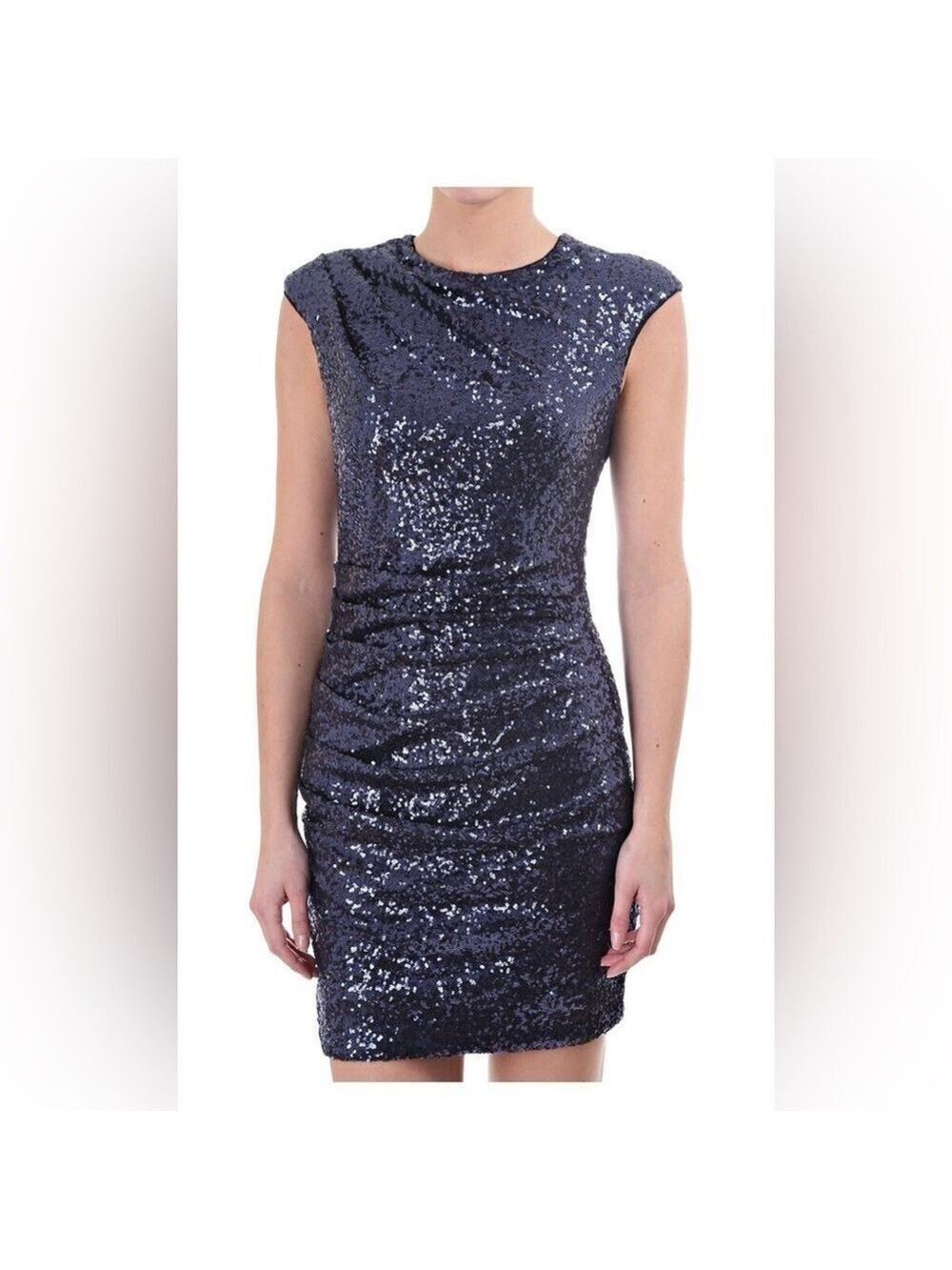 NWT Juicy Couture SEQUIN DRAPE DRESS in Starless Sky. Size S
